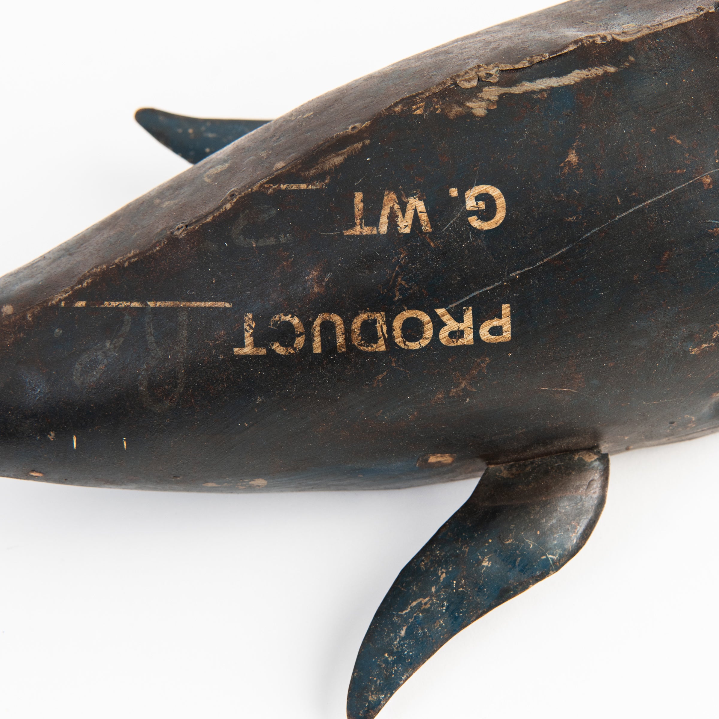 Large Reclaimed Metal Whale on a white background at Addison West