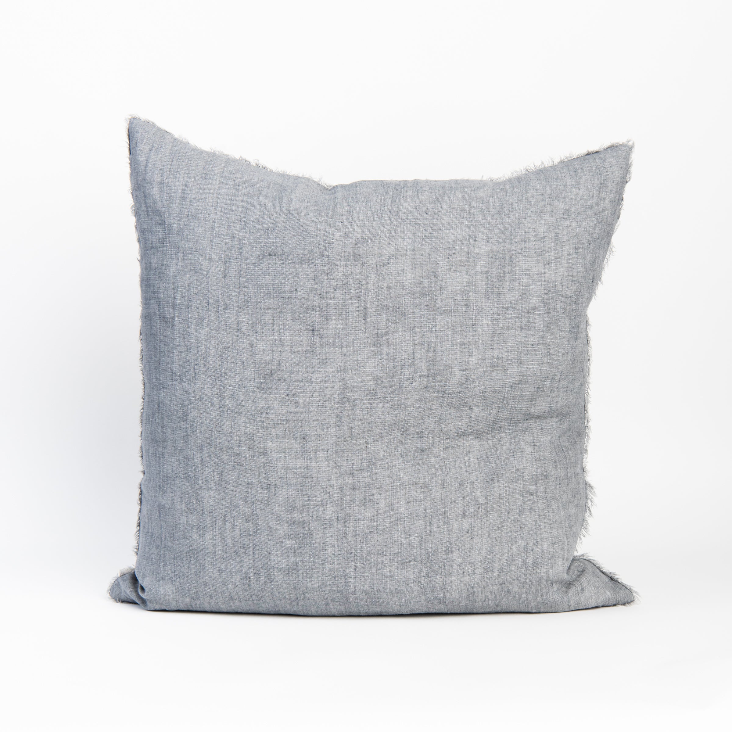 Lina Linen 24" Square Pillow in Steel Grey on a white background at Addison West