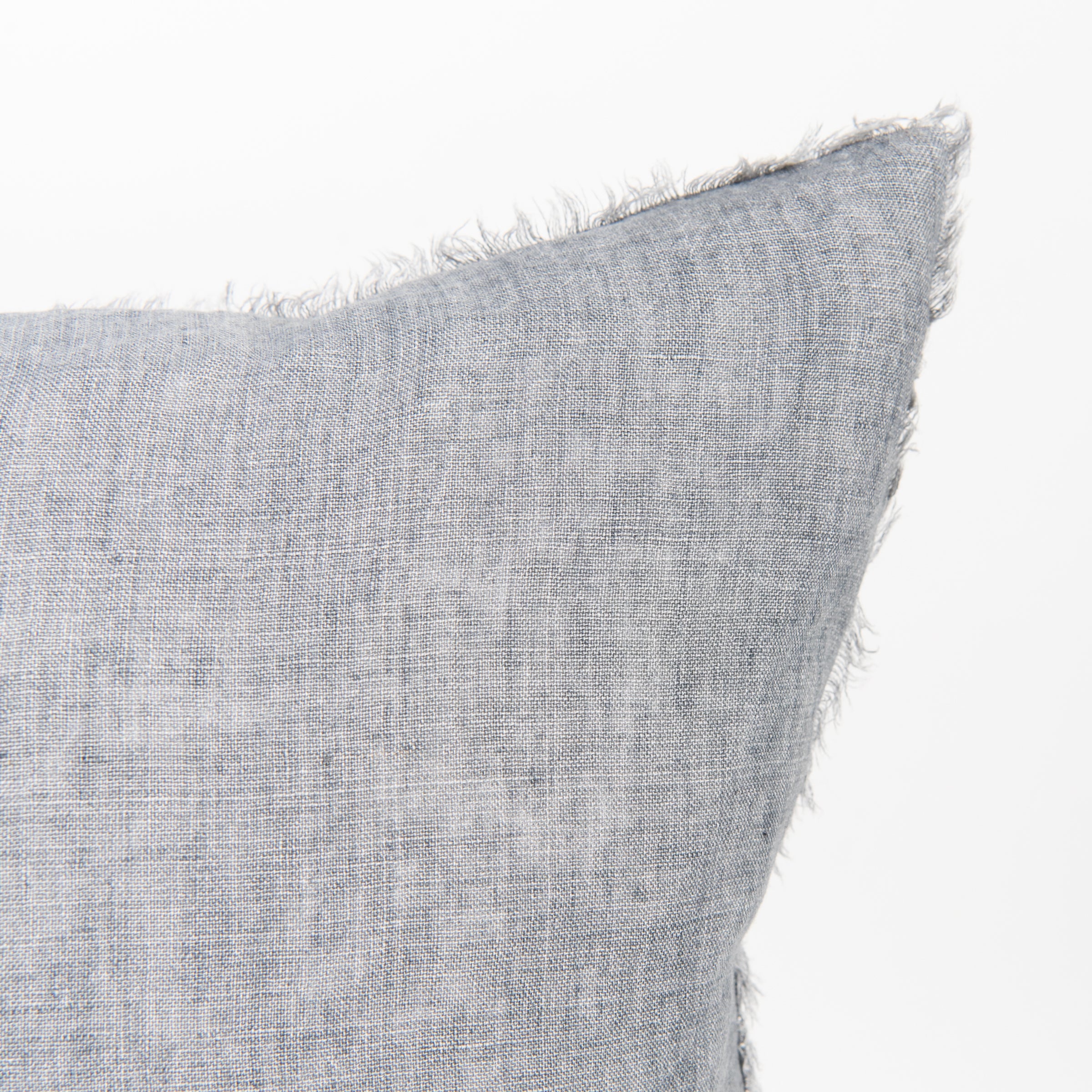 Lina Linen 24" Square Pillow in Steel Grey on a white background at Addison West