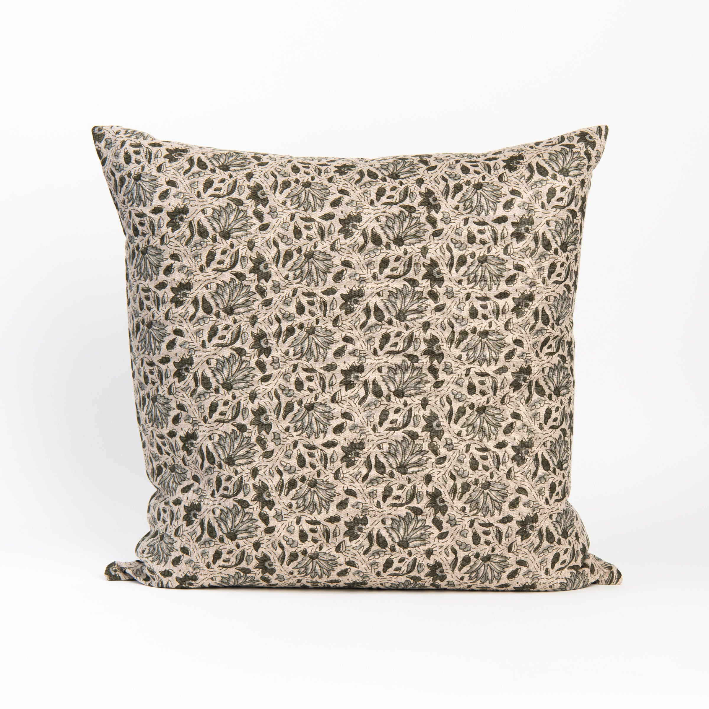 Isha Ocra Sage 22" Square Pillow on a white background at Addison West