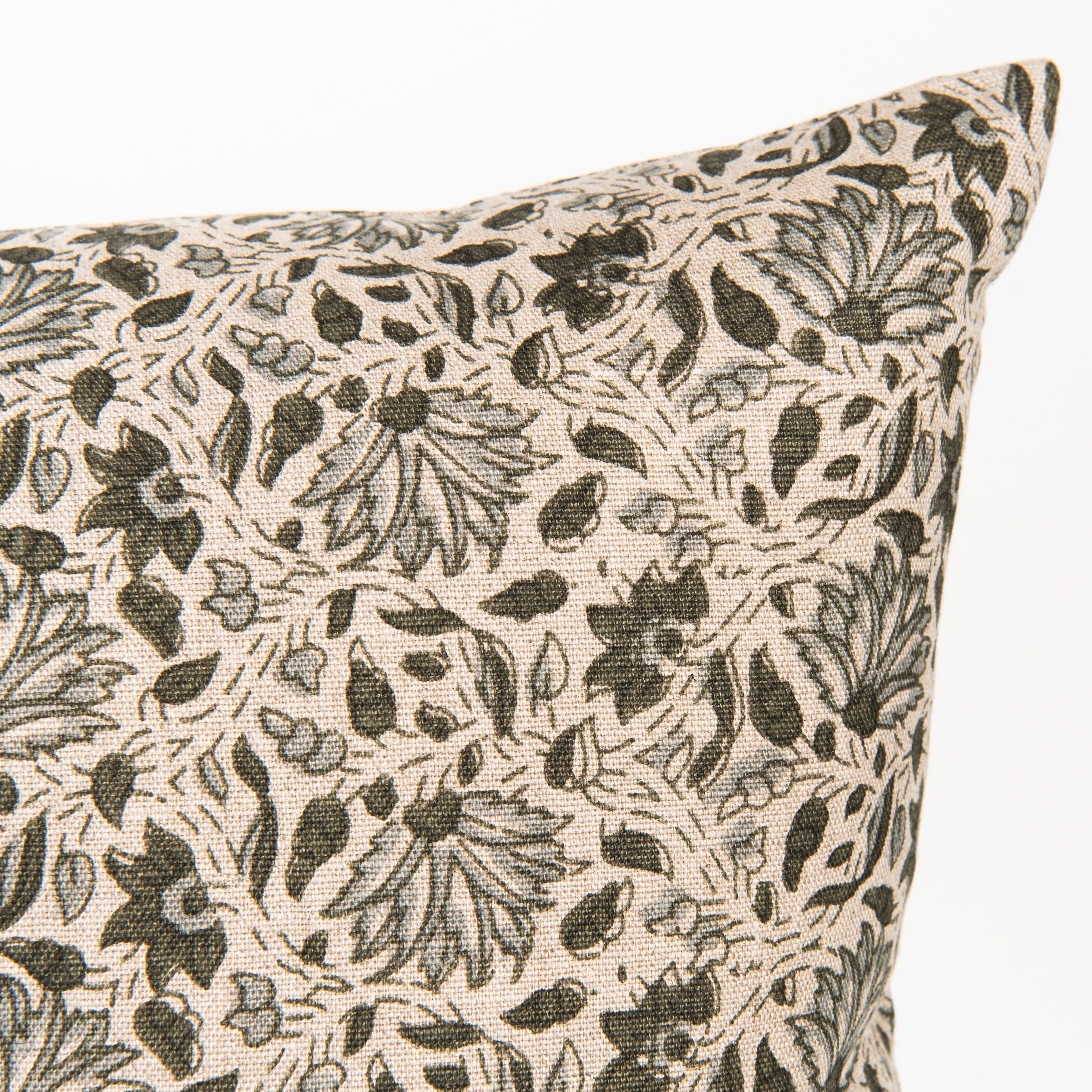 Isha Ocra Sage 22" Square Pillow on a white background at Addison West