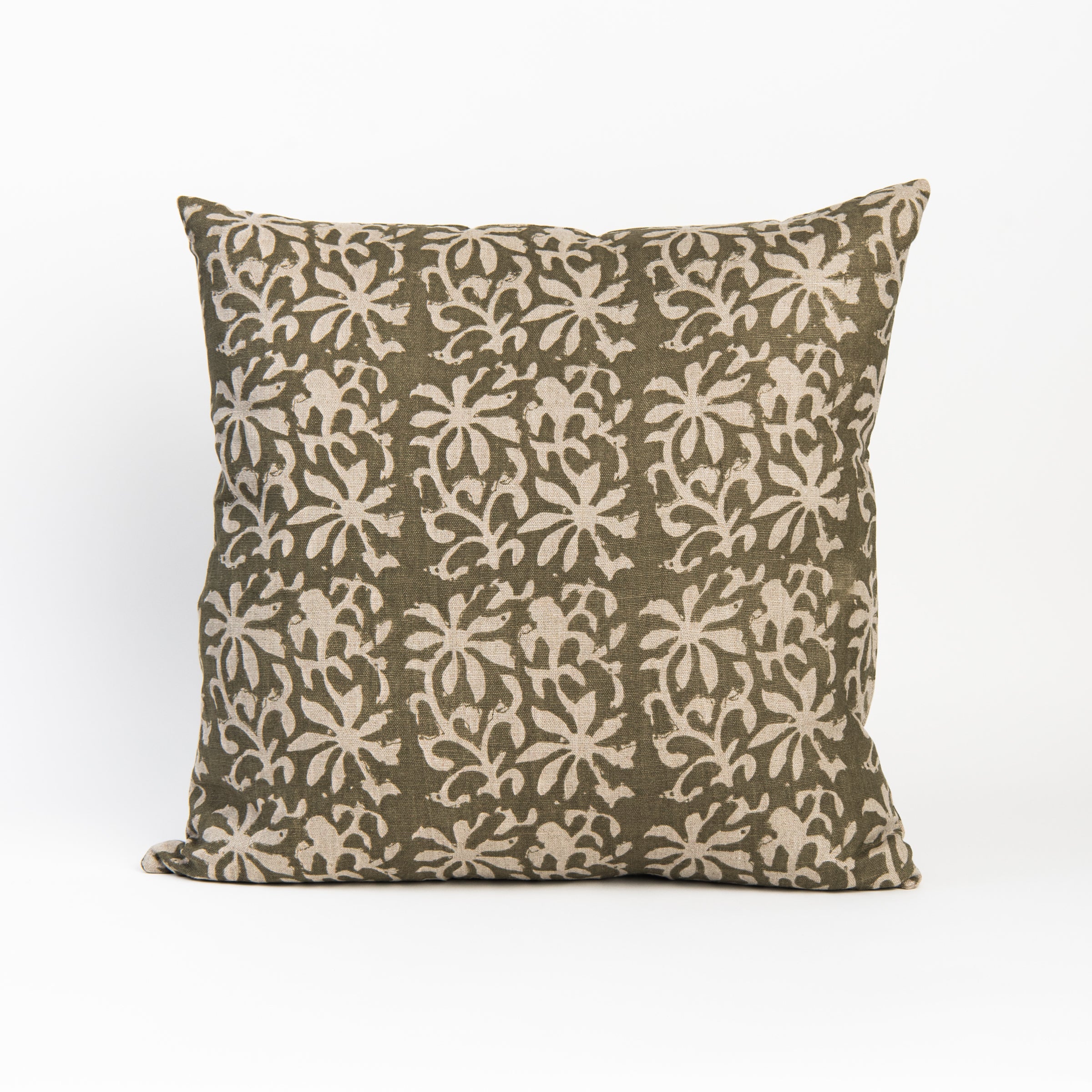 Aisha Green 22" Square Pillow on a white background at Addison West