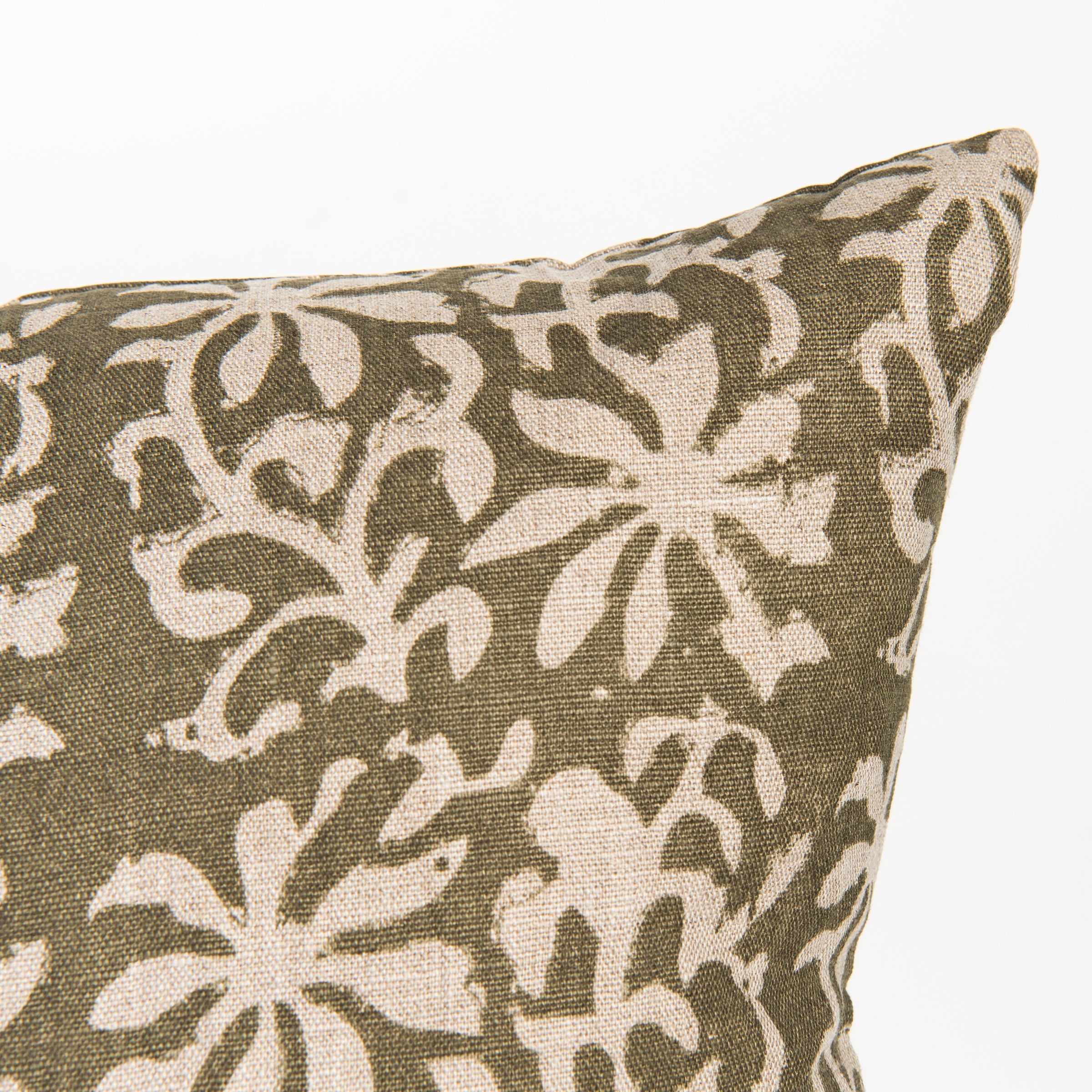 Aisha Green 22" Square Pillow on a white background at Addison West