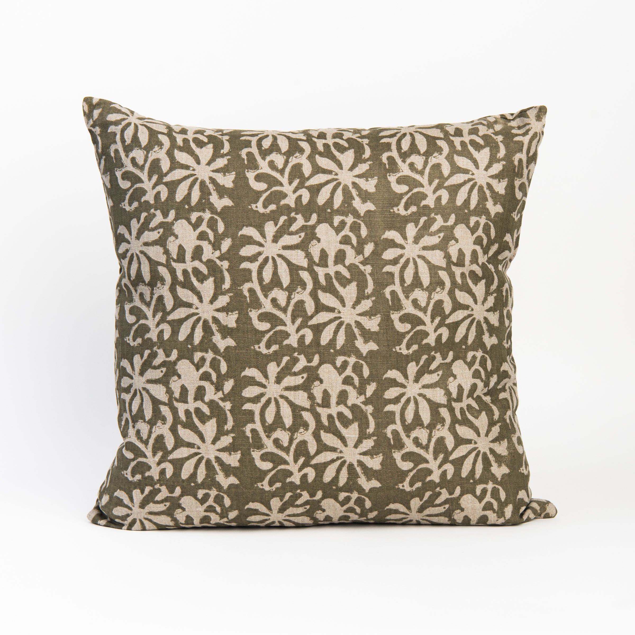 Aisha Green 22" Square Pillow on a white background at Addison West
