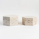 Mother of Pearl Hexagon Box on a white background at Addison West
