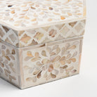 Mother of Pearl Hexagon Box on a white background at Addison West