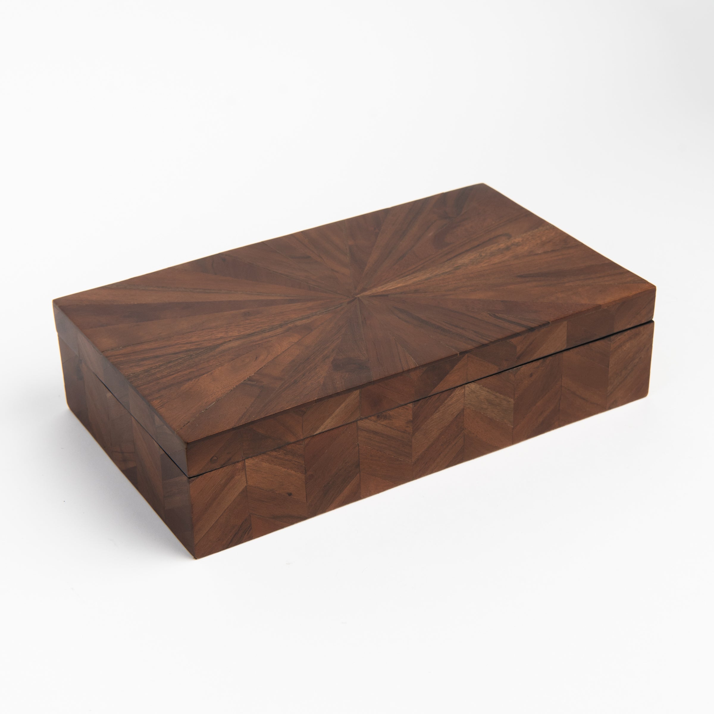 Large Chevron Wood Box on a white background at Addison West
