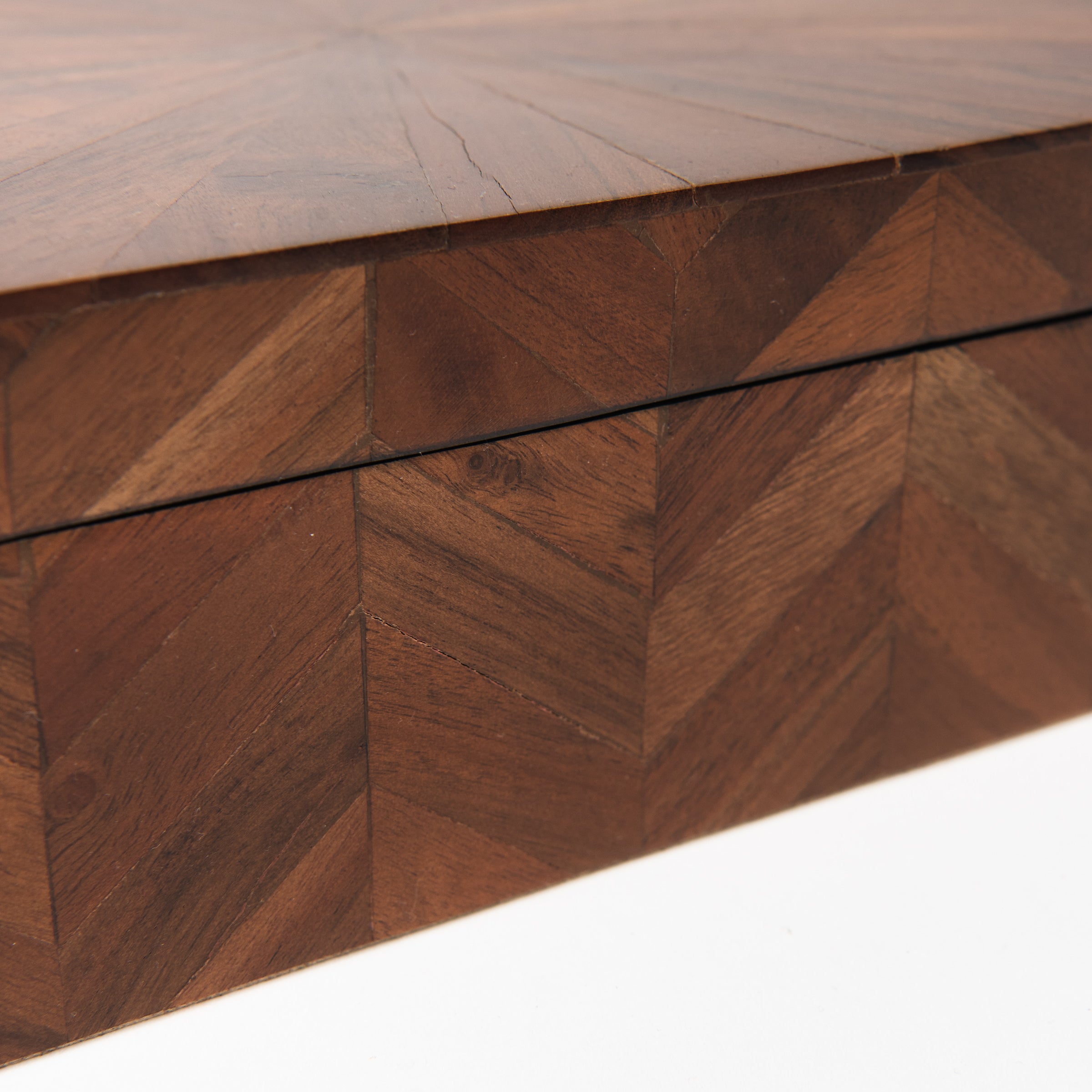 Large Chevron Wood Box on a white background at Addison West