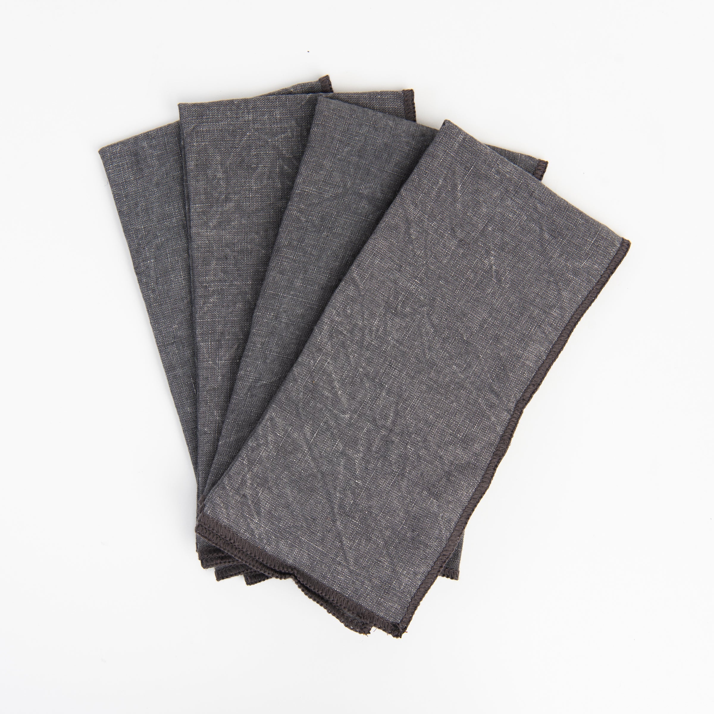 Stonewash Slate Linen Napkins, Set of 4 on a white background at Addison West