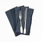 Stonewash Navy Linen Napkins, Set of 4 on a white background at Addison West