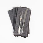 Stonewash Slate Linen Napkins, Set of 4 on a white background at Addison West