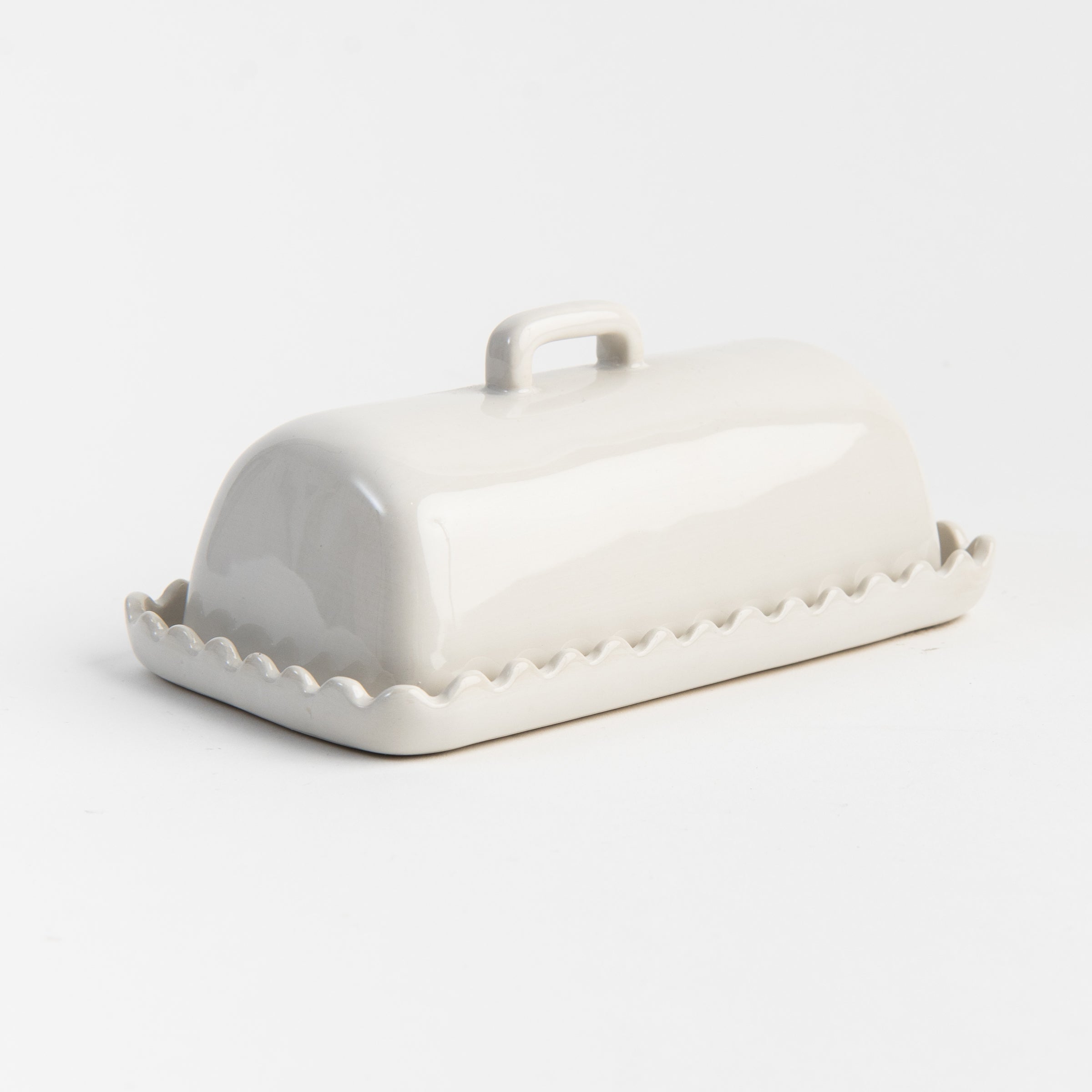 Scalloped Butter Dish on a white background at Addison West