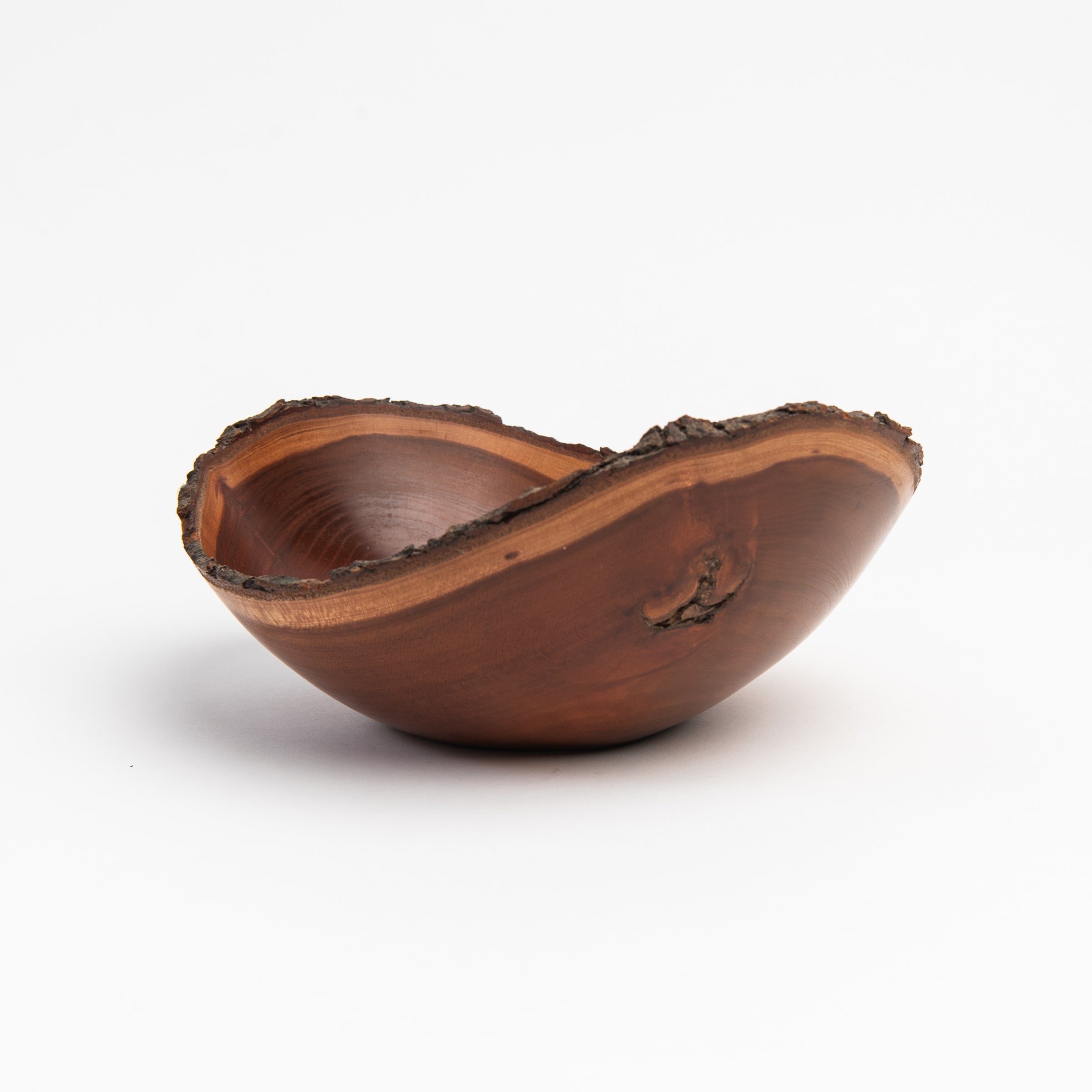 Vintage Alan Wallor Cherry Live Edge Bowl on a white background at Addison West