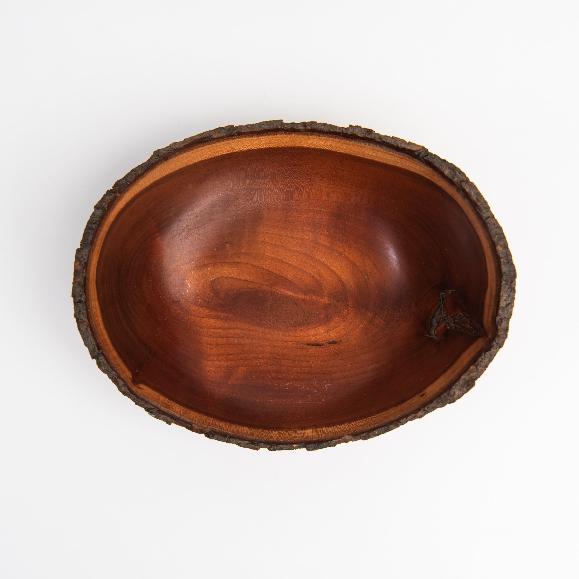 Vintage Alan Wallor Cherry Live Edge Bowl on a white background at Addison West