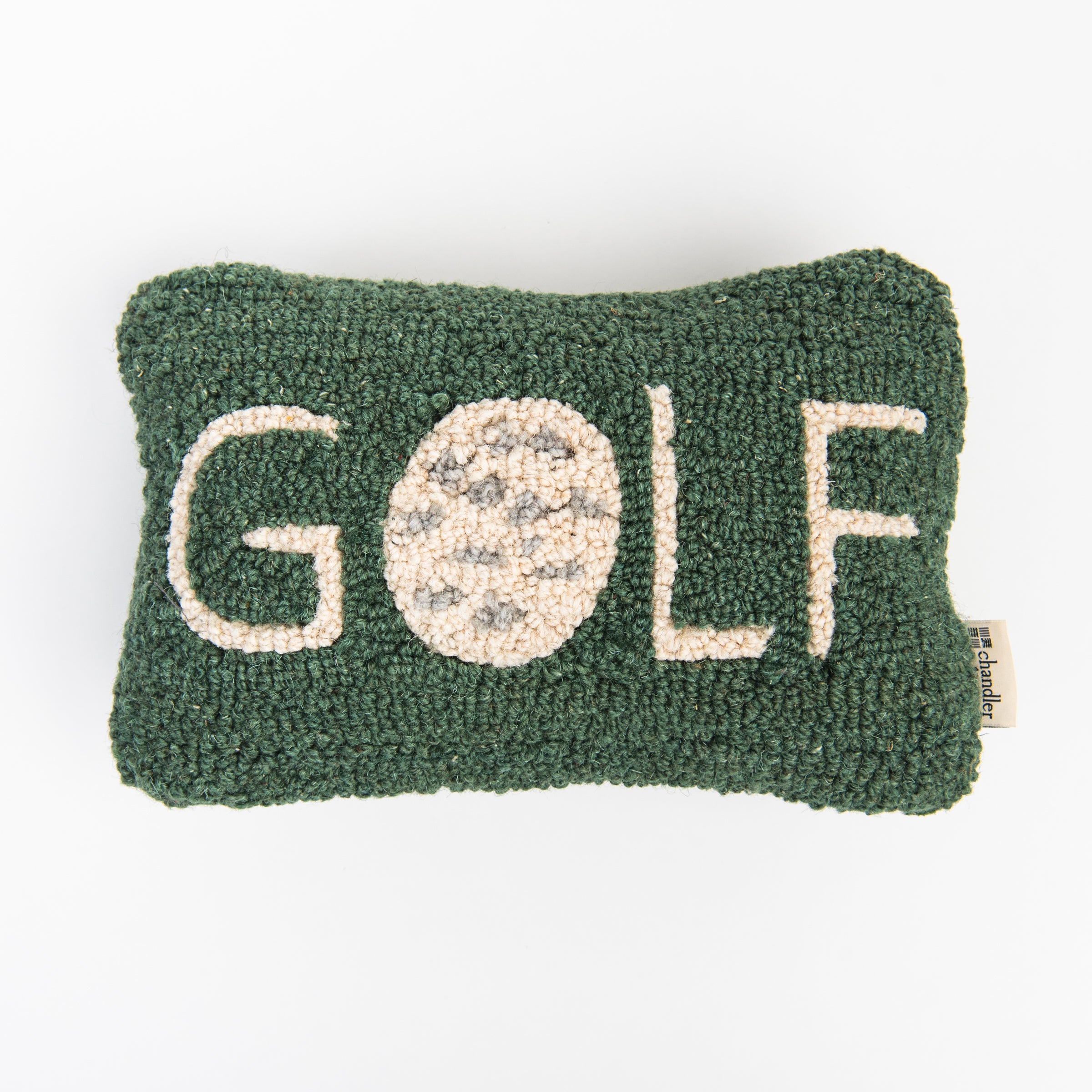Golf Hand Hooked Throw Pillow on a white background at Addison West