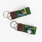 Golf Cart Keychain and Golf Needlepoint Keychain on a white background at Addison West