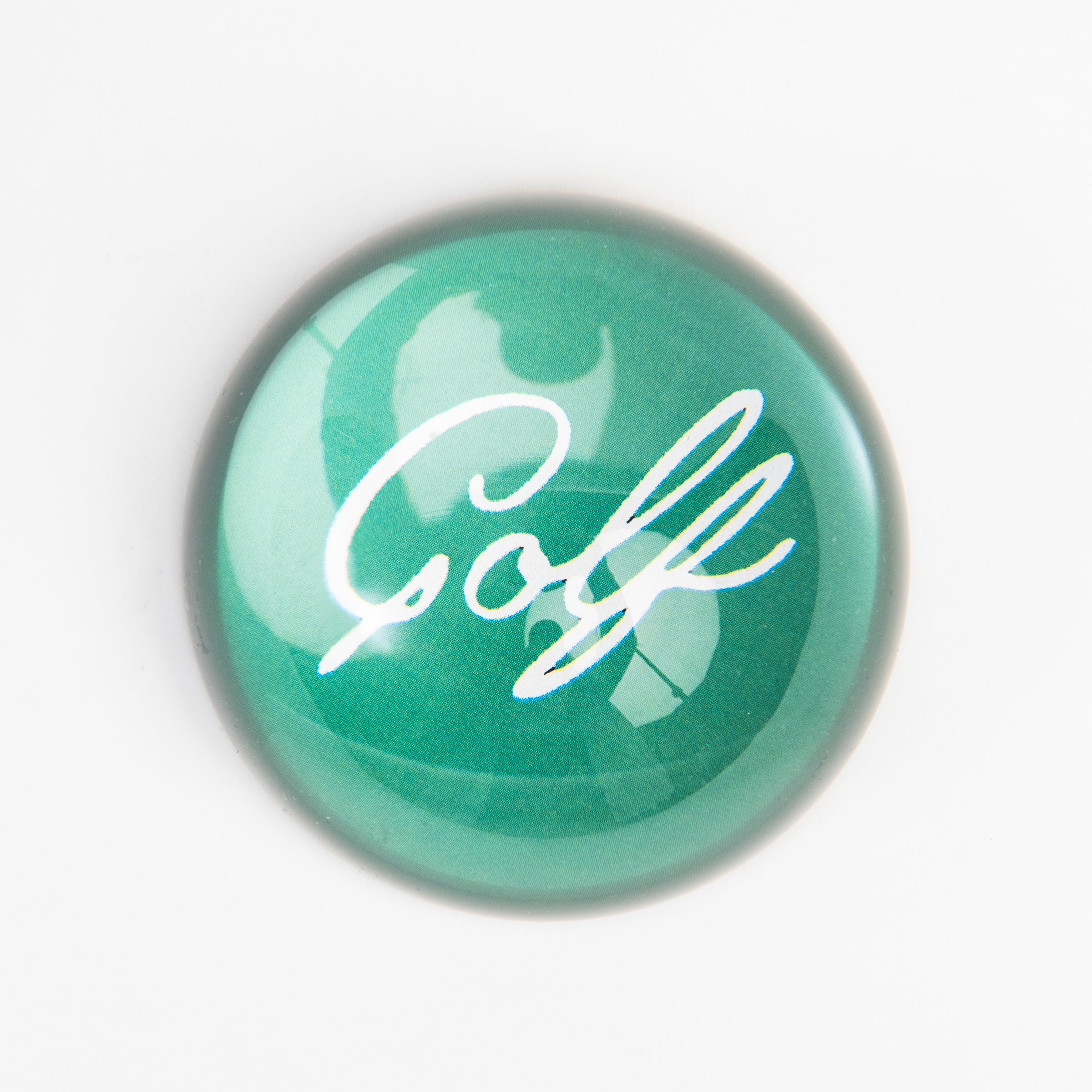 Golf Script Crystal Dome Paperweight on a white background at Addison West