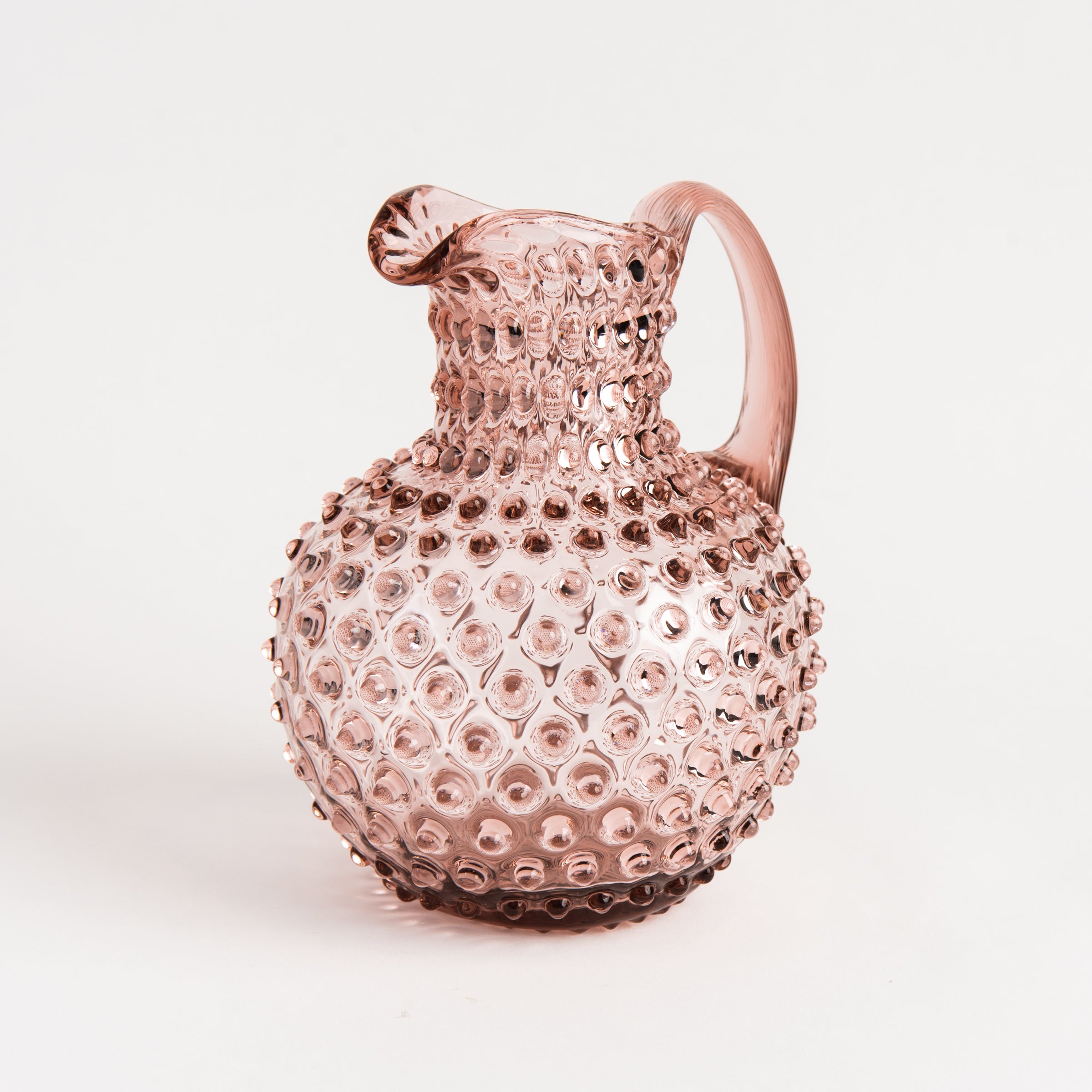 Hobnail Glass Pitcher in Night Iris on a white background at Addison West