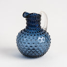 Hobnail Glass Pitcher in Atlantic Blue on a white background at Addison West