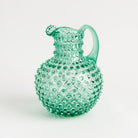 Hobnail Glass Pitcher in Capri Sea on a white background at Addison West