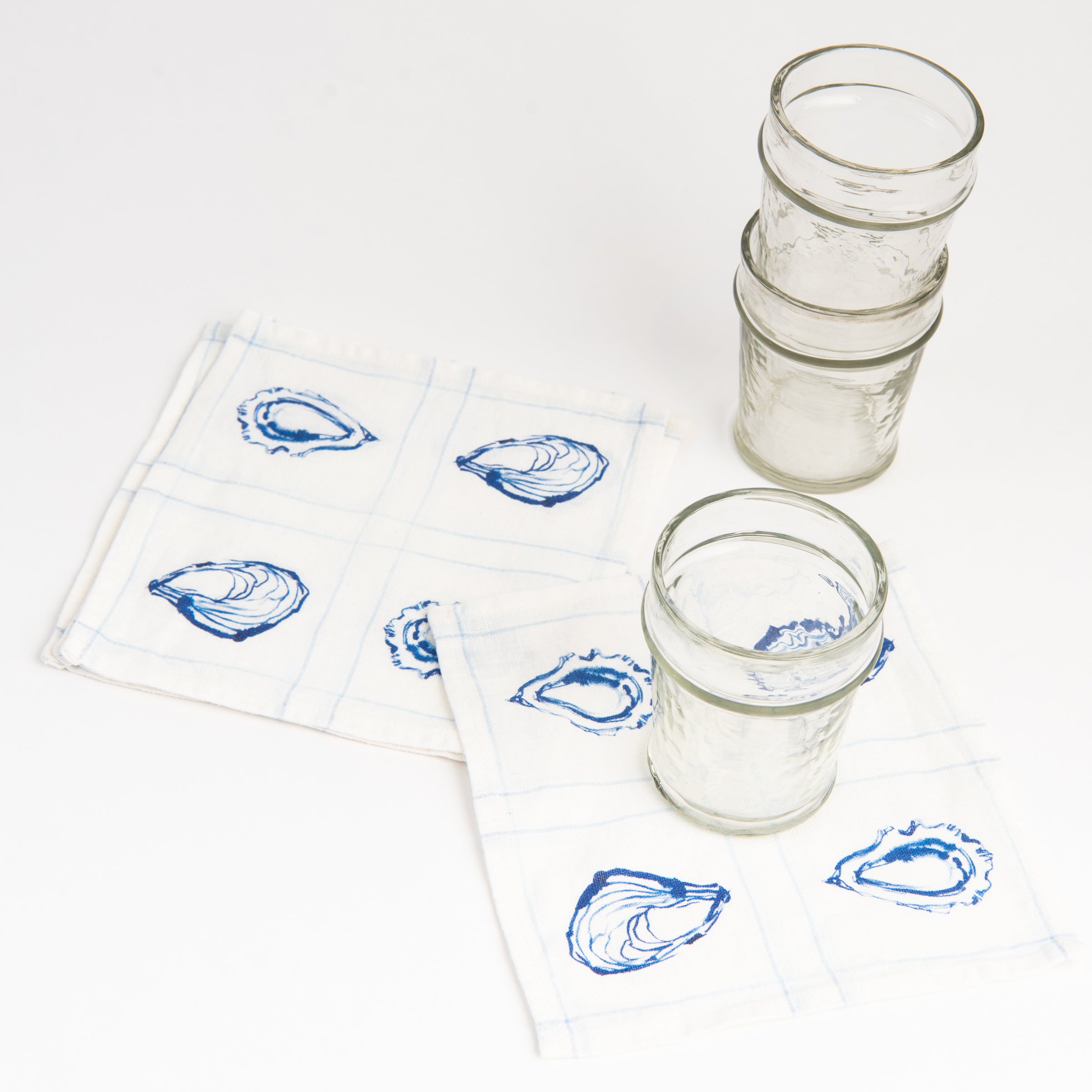Darling Lemon Oyster Linen Cocktail Napkins, Set of 4 on a white background at Addison West
