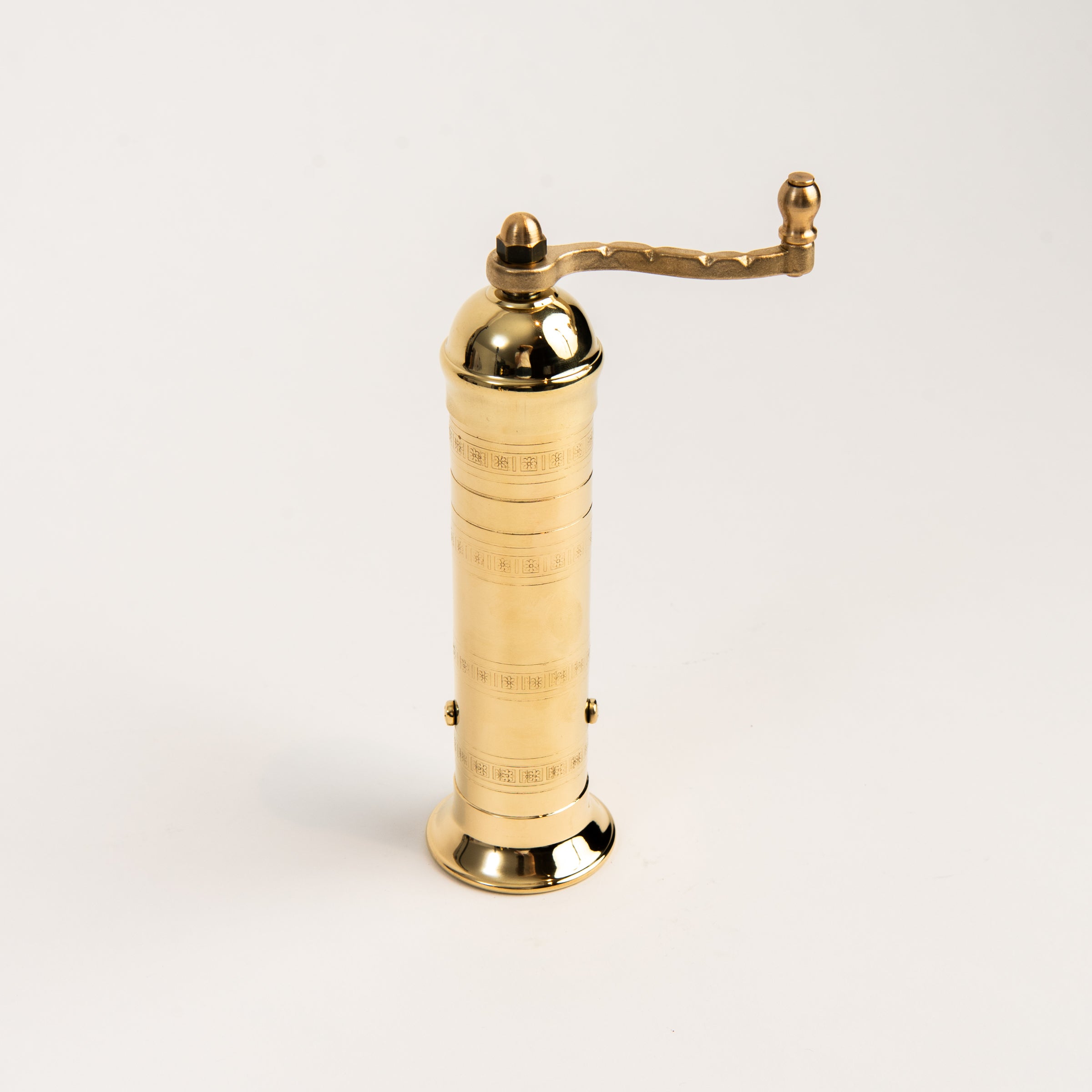 Alexander 8" Brass Pepper Mill on a white background at Addison West