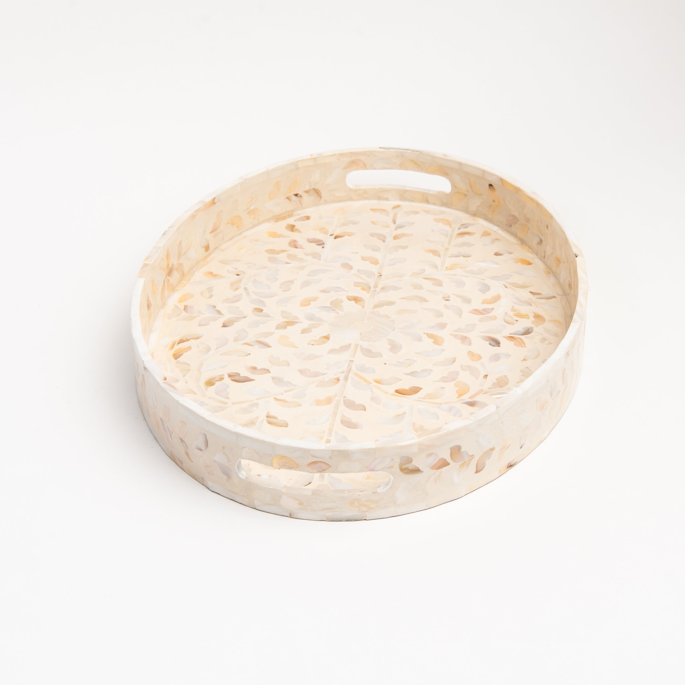 Large Mother of Pearl Oval Tray on a white background at Addison West