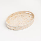 Small Mother of Pearl Oval Tray on a white background at Addison West