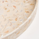Close up of Small Mother of Pearl Oval Tray on a white background at Addison West