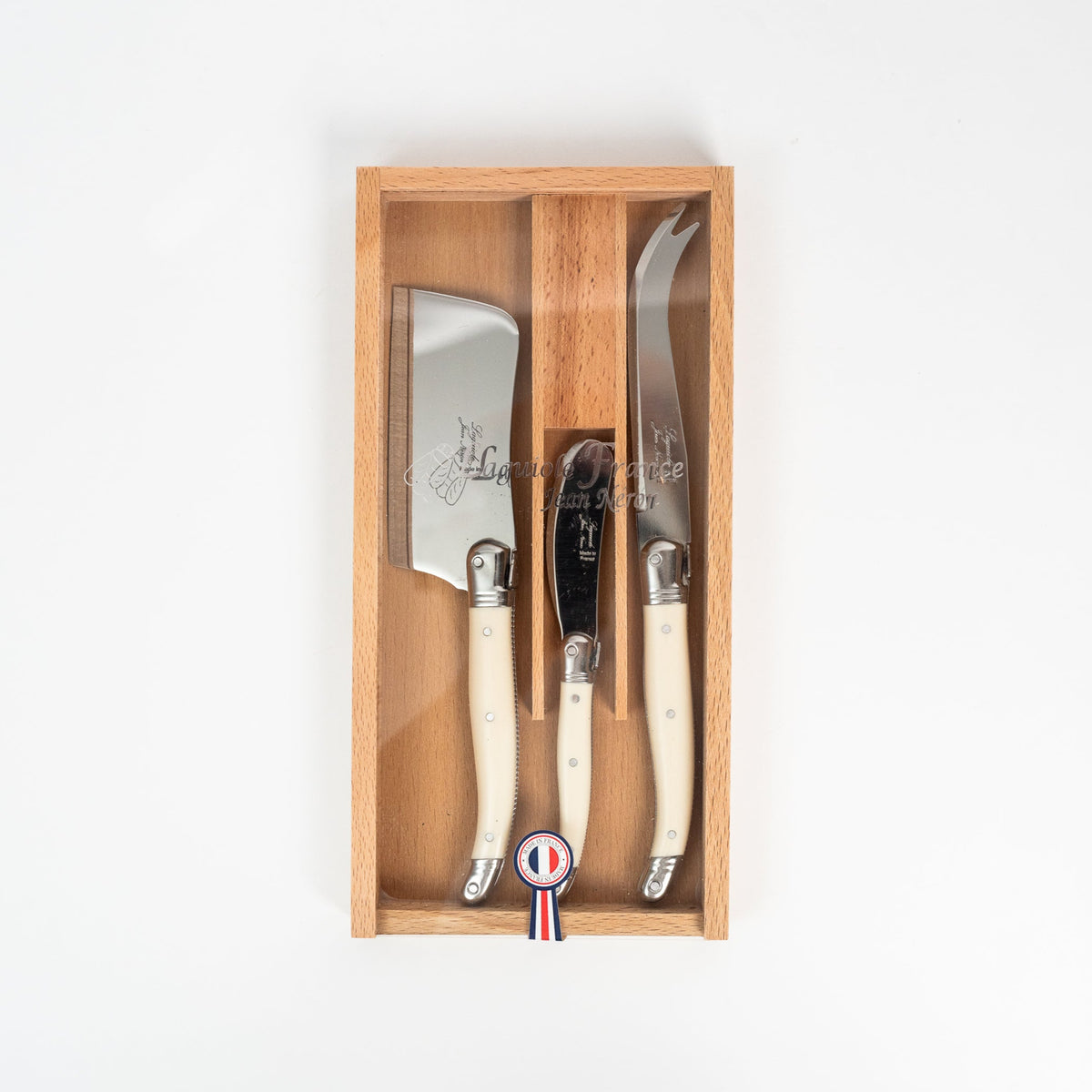 Laguiole Platine Cheese Set - Ivory