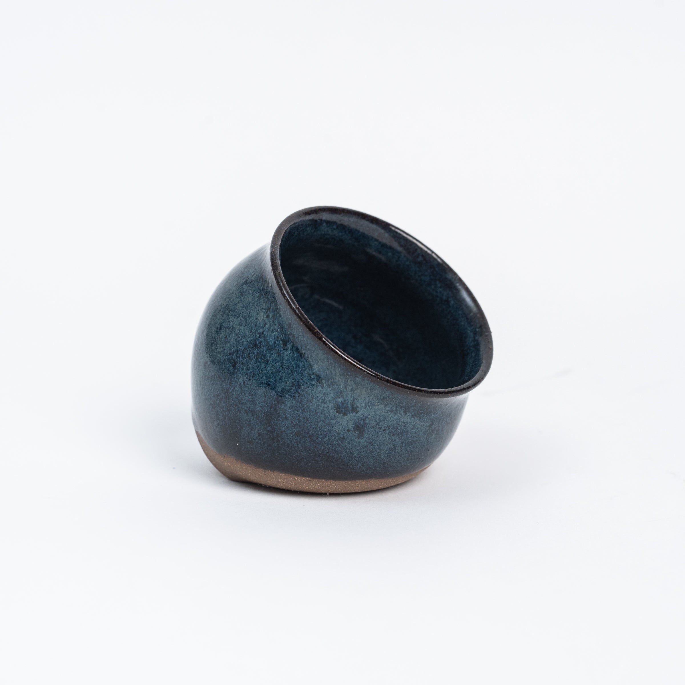 Indigo salt cellar Vermont handmade ceramic on a white background