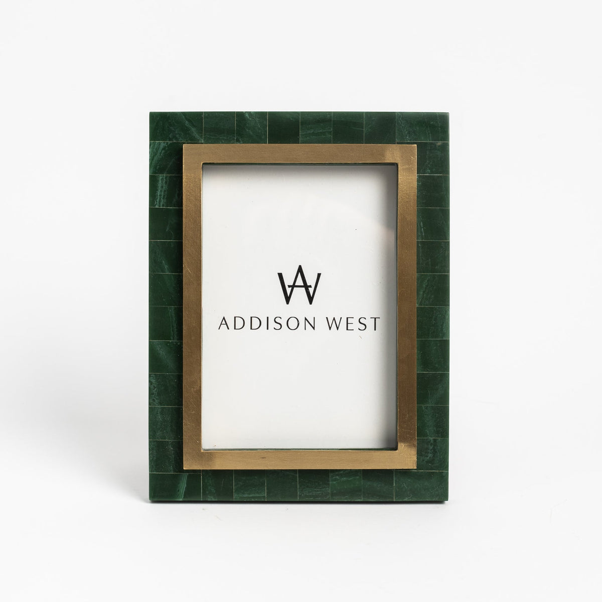 Aventurine Gold & Green Photo Frame on a white background at Addison West