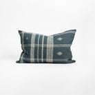 Bhujodi Wool Handloom lumbar Pillow in Blue on a white background- Addison West 
