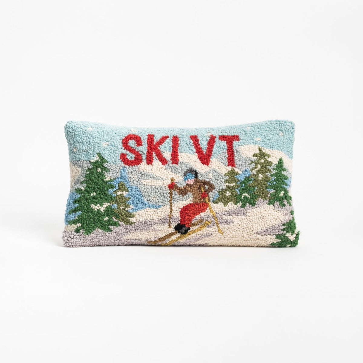 Ski VT Hand Hooked Throw Pillow