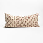Bloom Block Print lumbar Pillow with red and green block print pattern on a white background