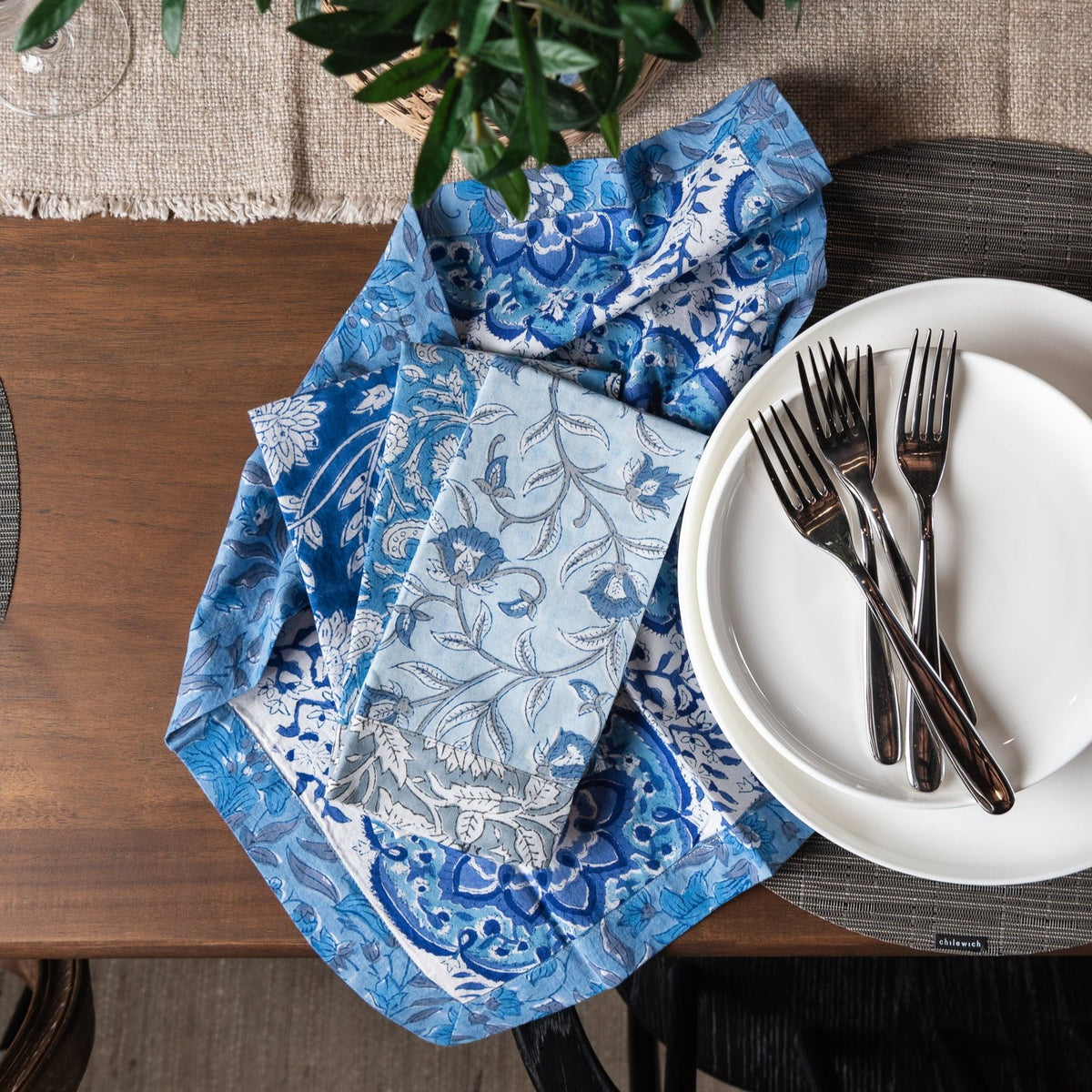 Vermont Handmade Napkins in Sea Sky Blue