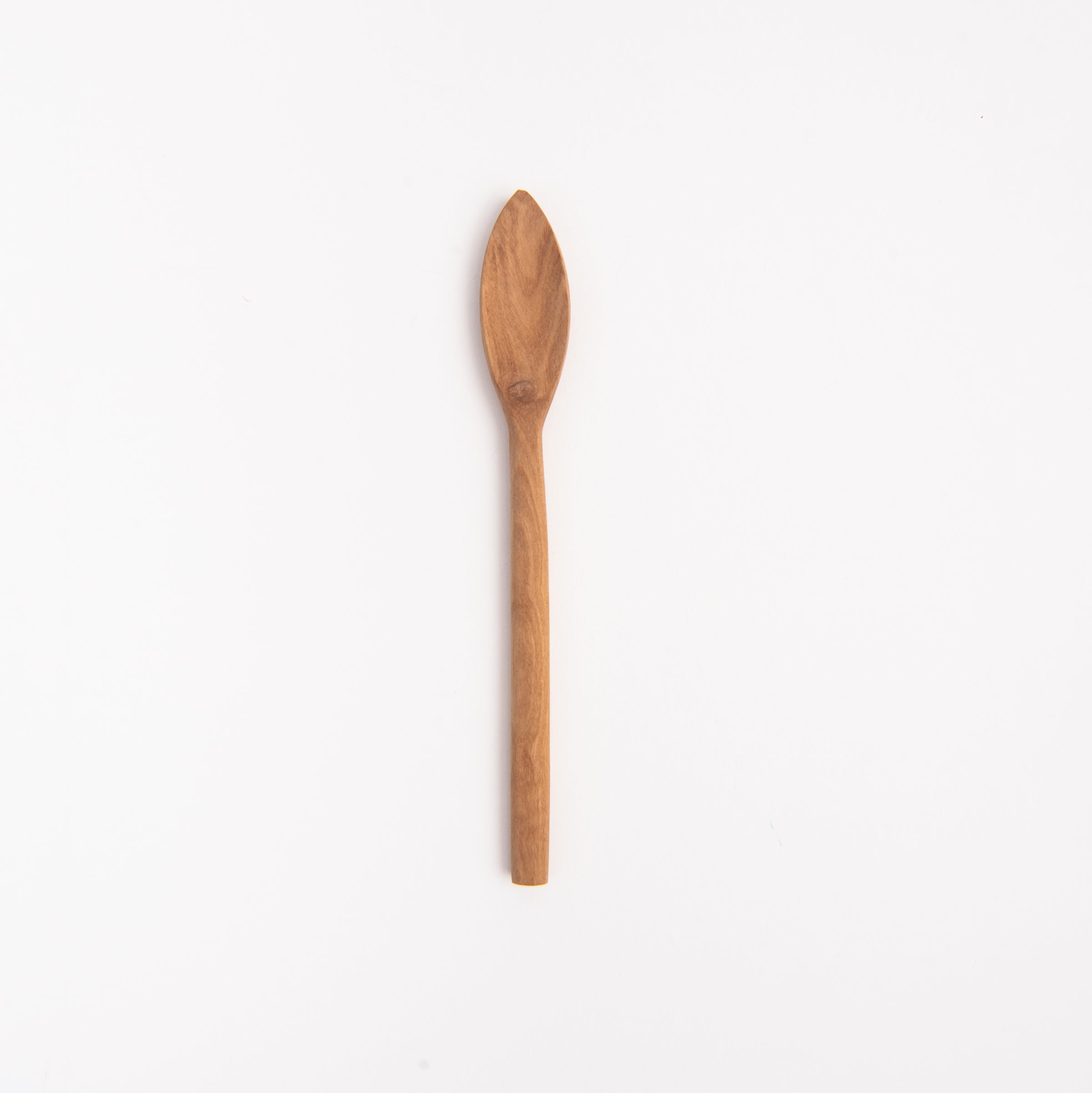 Olive Wood Small Spoon on a white background at Addison West