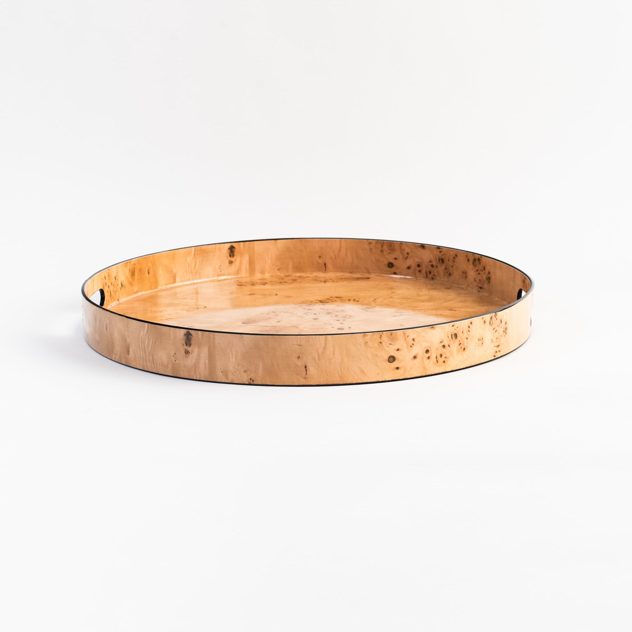 Burl Wood Round Tray - Large on a white background at Addison West