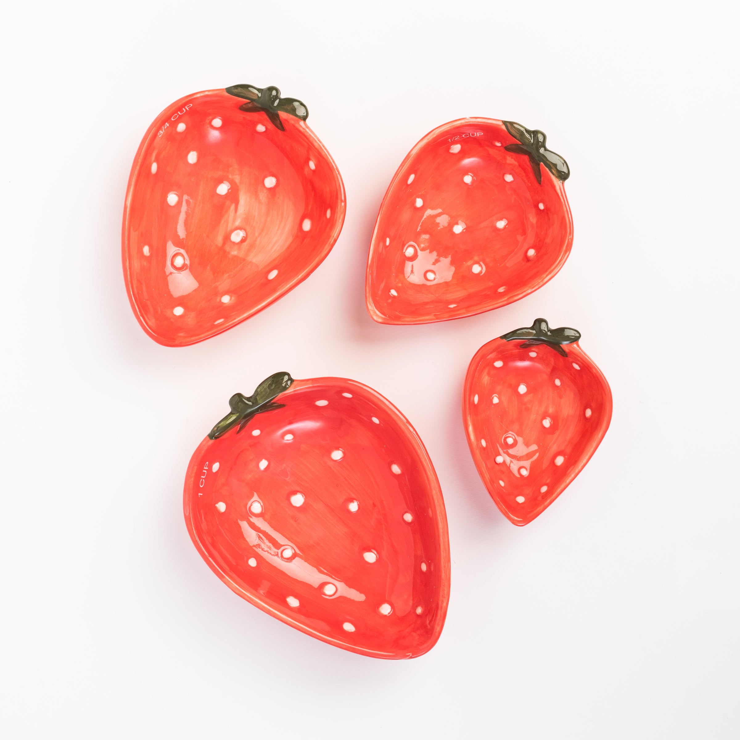 Strawberry Stacking Measuring Cups on a white background at Addison West