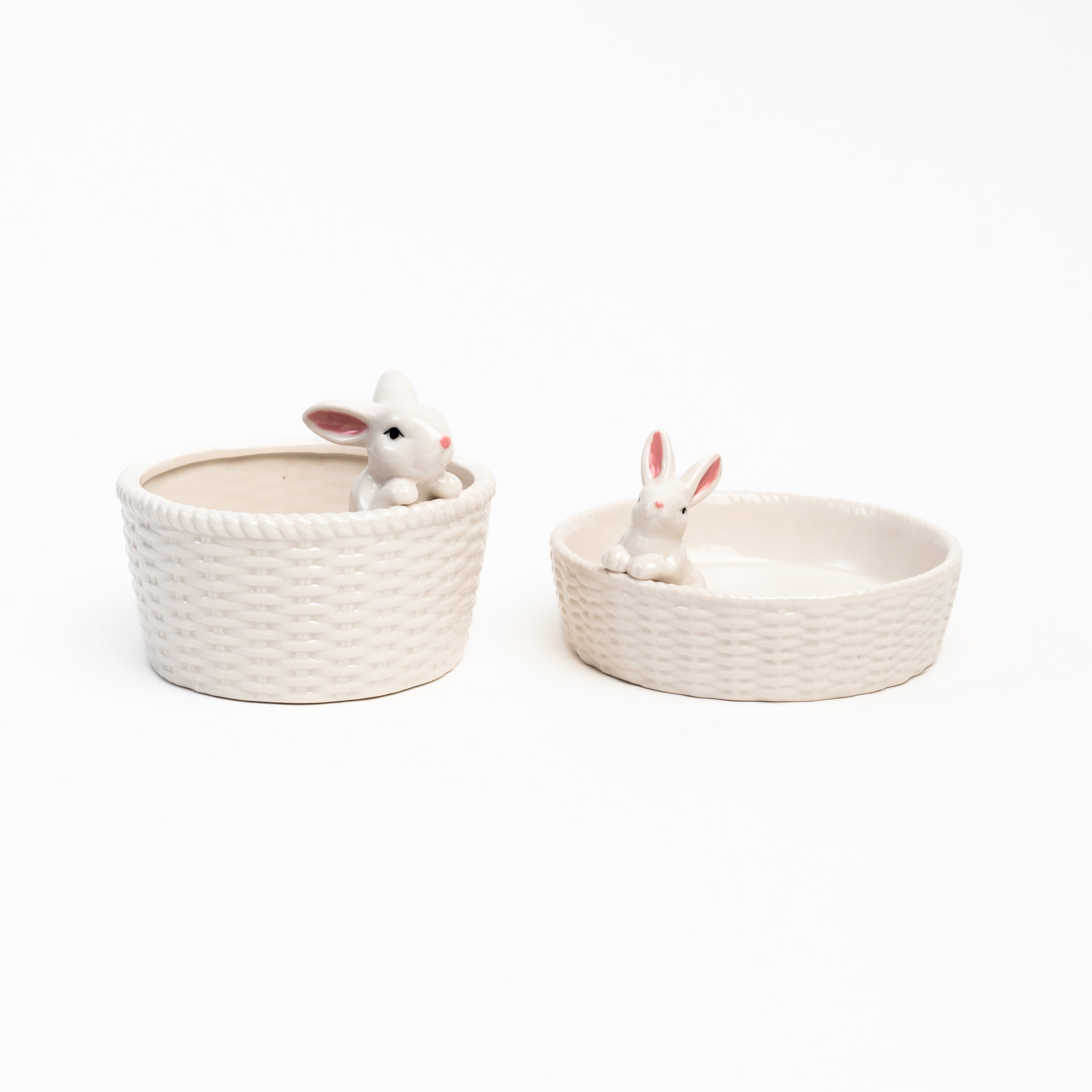 Easter Bunny Basket Dish - Medium on a white background at Addison West