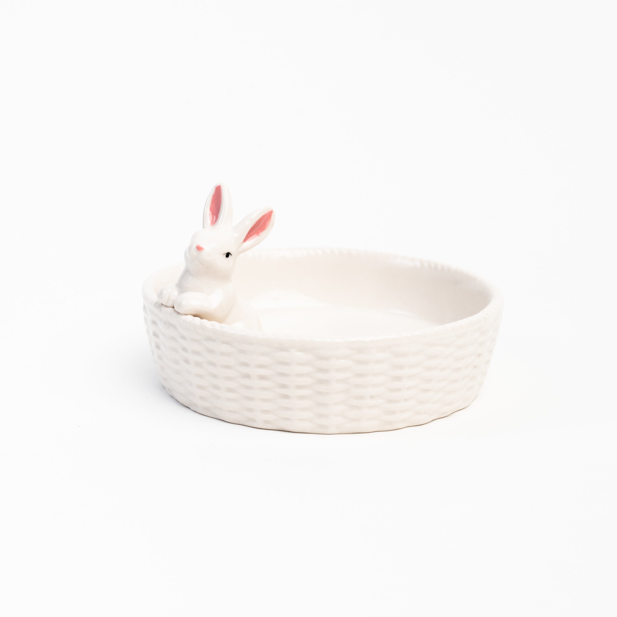 Easter Bunny Basket Dish - Small on a white background at Addison West