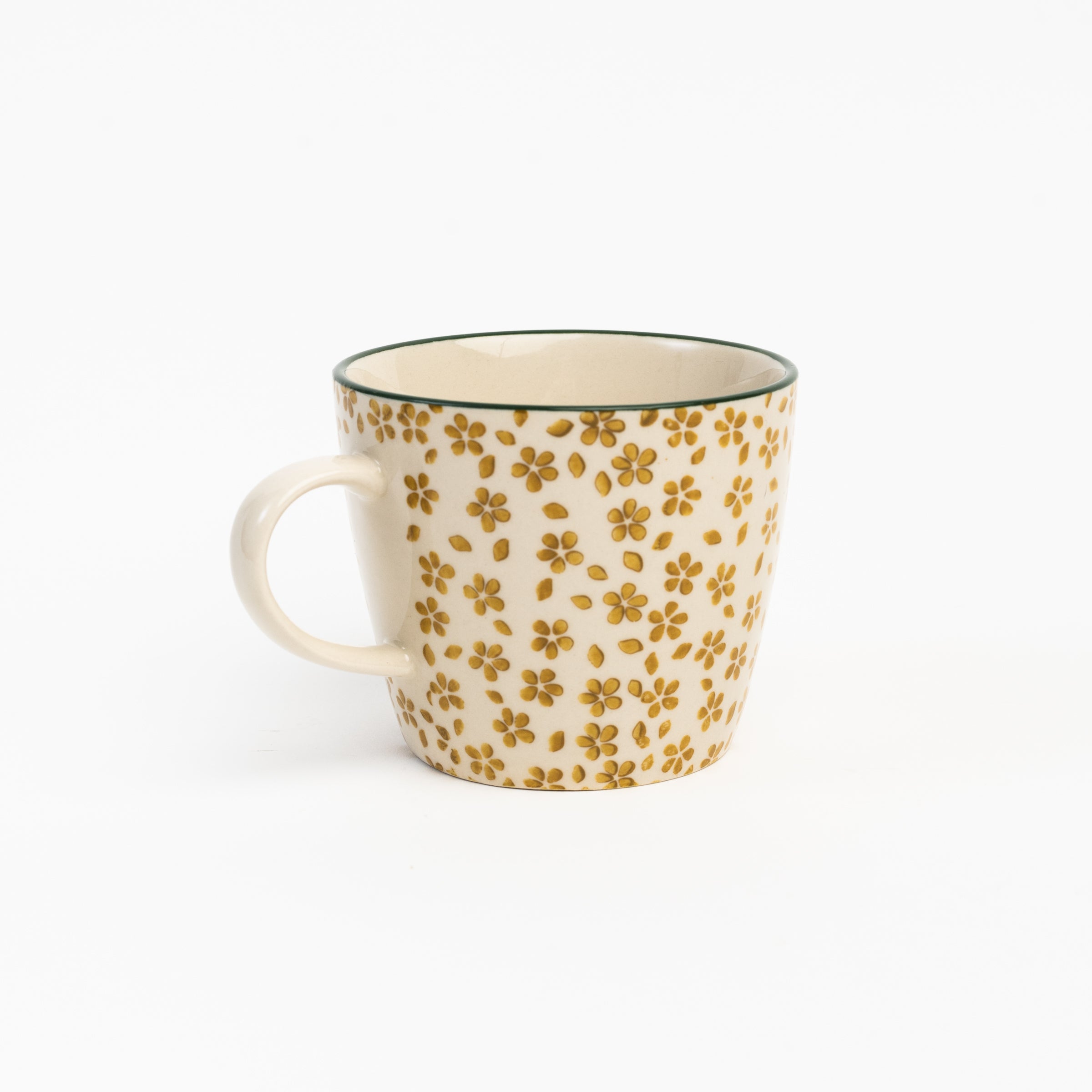 Mustard Meadow Hand Stamped Mug on a white background at Addison West