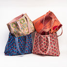 Hand Block Print Totes  on a white background at Addison West