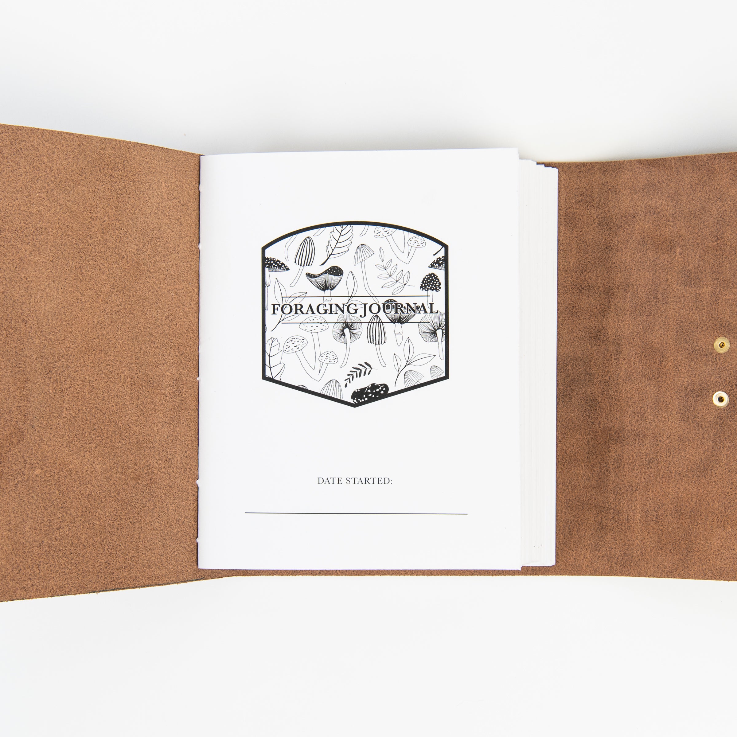 Leather Vermont Made Foraging Journal on a white background at Addison West