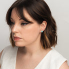 Emmy Studs in Aqua Chalcedony on a model at Addison West