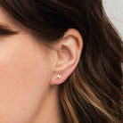 Lightening Bolt Pave Studs on a model at Addison West
