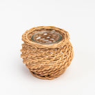 Basketweave Candle Holder, Round on a white background at Addison West