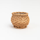 Basketweave Candle Holder, Round on a white background at Addison West