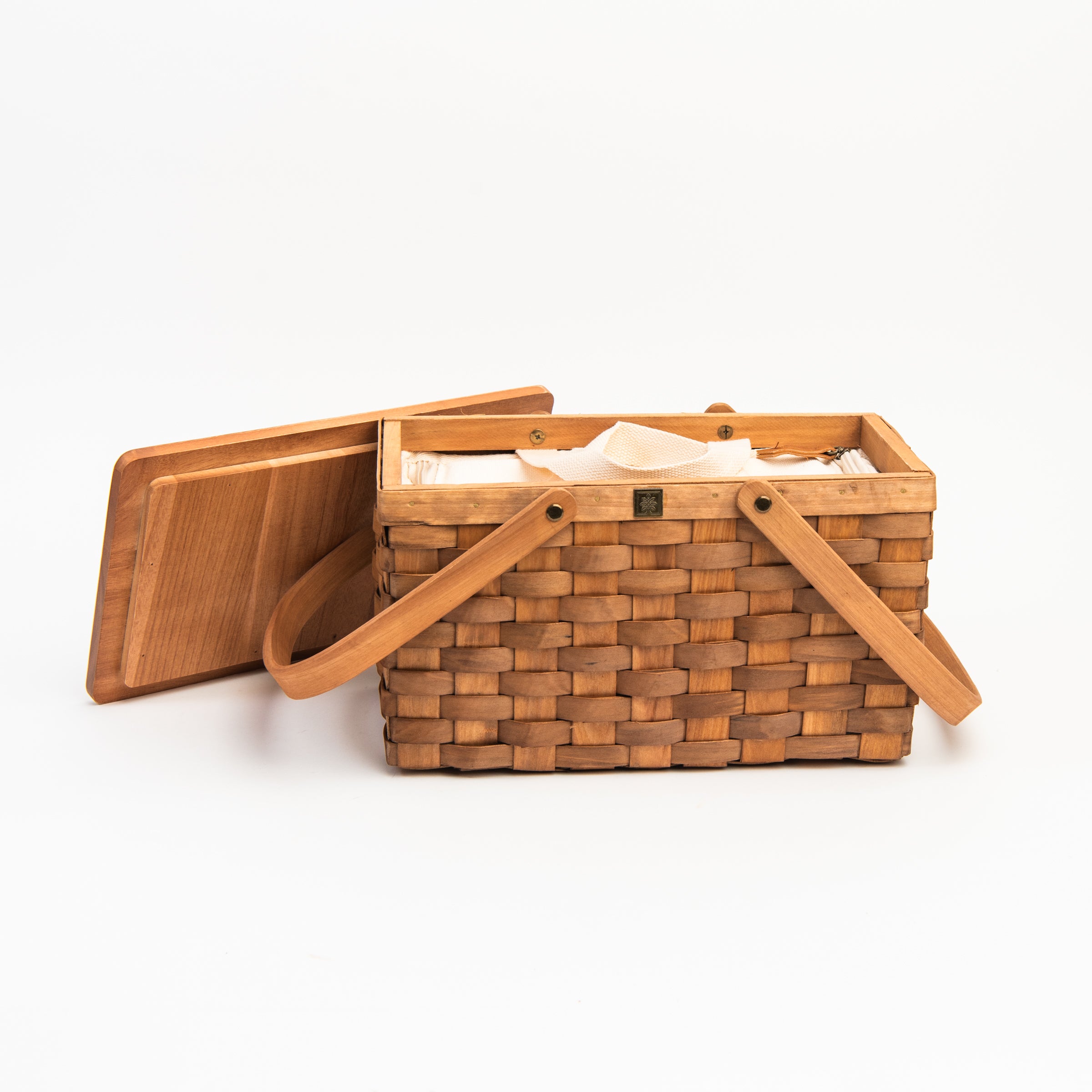 Poppy Personal Picnic Basket on a white background at Addison West