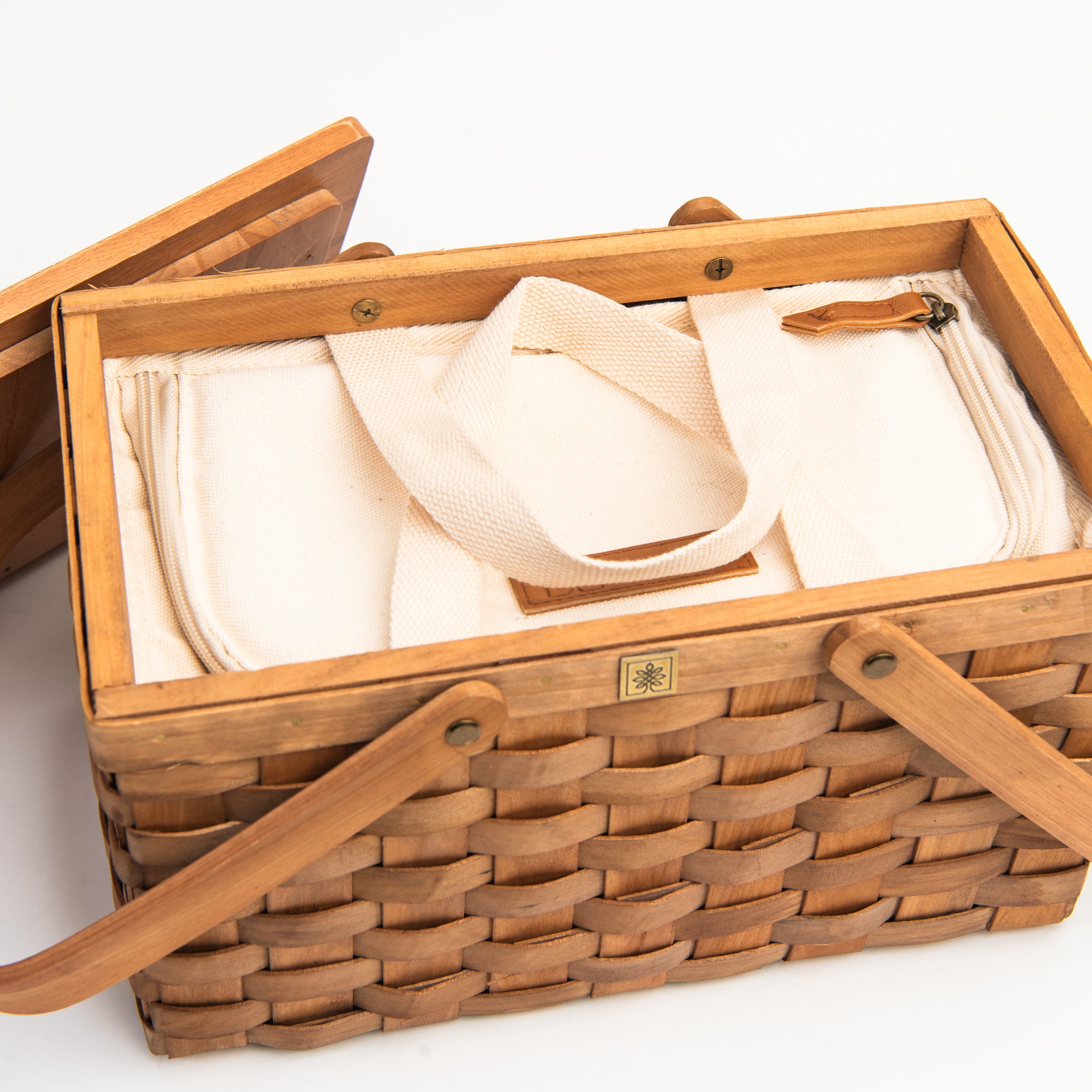 Poppy Personal Picnic Basket on a white background at Addison West